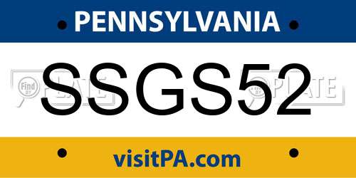 SSGS52 Pennsylvania License Plate