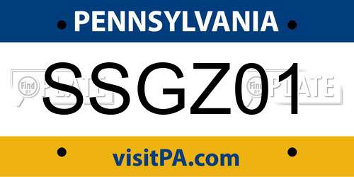 SSGZ01 Pennsylvania License Plate