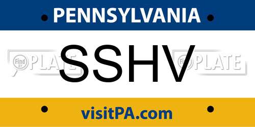 SSHV Pennsylvania License Plate
