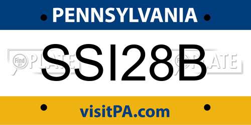 SSI28B Pennsylvania License Plate