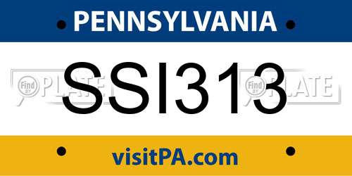SSI313 Pennsylvania License Plate