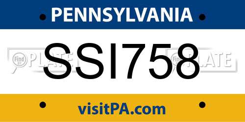 SSI758 Pennsylvania License Plate