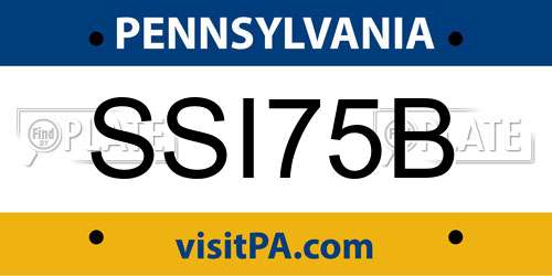 SSI75B Pennsylvania License Plate