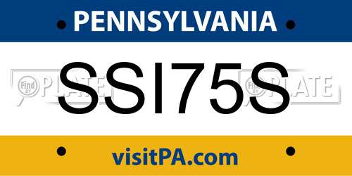 SSI75S Pennsylvania License Plate