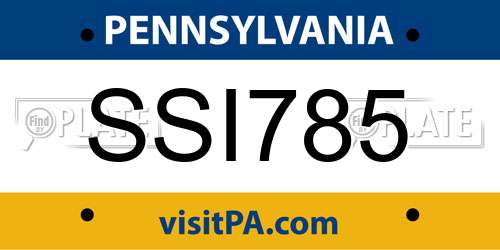 SSI785 Pennsylvania License Plate