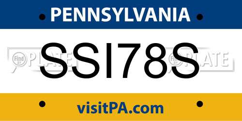 SSI78S Pennsylvania License Plate