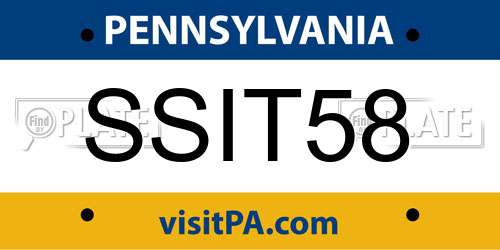 SSIT58 Pennsylvania License Plate