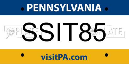 SSIT85 Pennsylvania License Plate