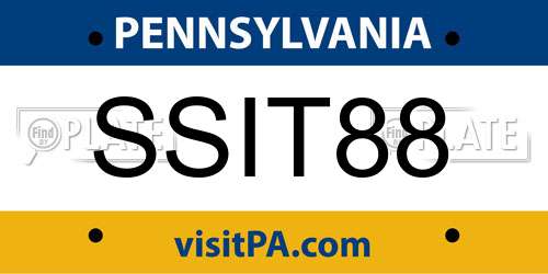 SSIT88 Pennsylvania License Plate