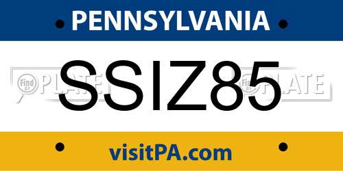 SSIZ85 Pennsylvania License Plate