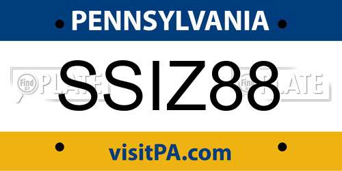 SSIZ88 Pennsylvania License Plate