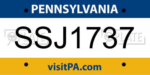 SSJ1737 Pennsylvania License Plate