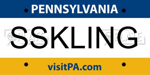 SSKLING Pennsylvania License Plate