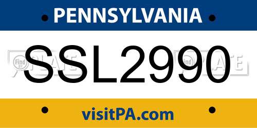 SSL2990 Pennsylvania License Plate