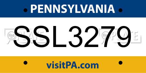 SSL3279 Pennsylvania License Plate