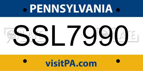 SSL7990 Pennsylvania License Plate