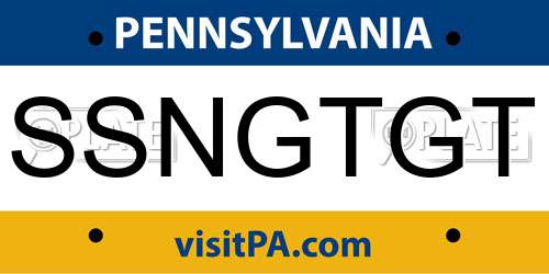 SSNGTGT Pennsylvania License Plate