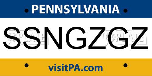 SSNGZGZ Pennsylvania License Plate