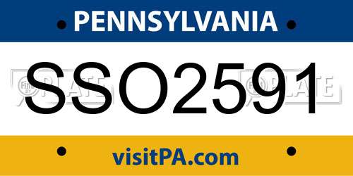 SSO2591 Pennsylvania License Plate
