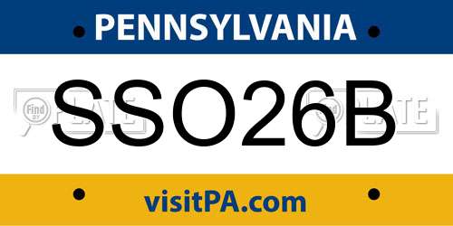 SSO26B Pennsylvania License Plate