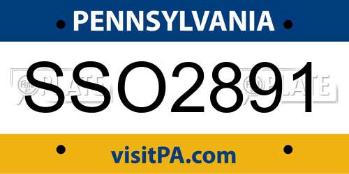 SSO2891 Pennsylvania License Plate