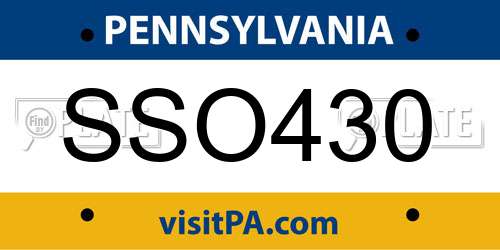 SSO430 Pennsylvania License Plate