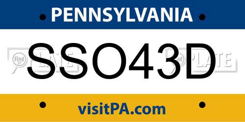 SSO43D Pennsylvania License Plate