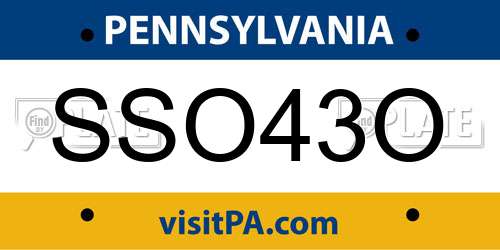 SSO43O Pennsylvania License Plate