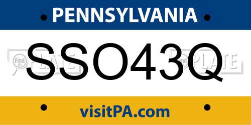 SSO43Q Pennsylvania License Plate