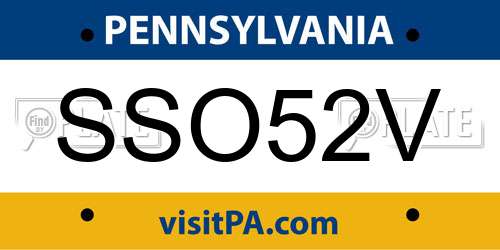 SSO52V Pennsylvania License Plate