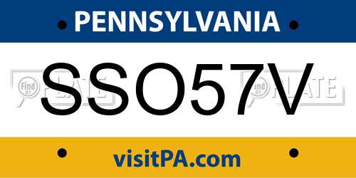 SSO57V Pennsylvania License Plate