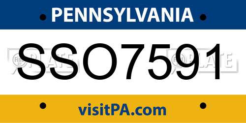 SSO7591 Pennsylvania License Plate