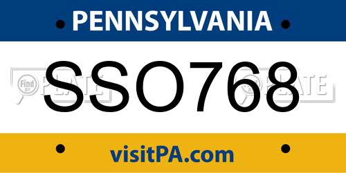 SSO768 Pennsylvania License Plate