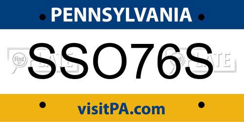 SSO76S Pennsylvania License Plate