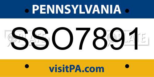 SSO7891 Pennsylvania License Plate