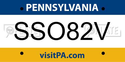 SSO82V Pennsylvania License Plate