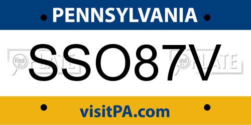 SSO87V Pennsylvania License Plate