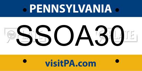 SSOA30 Pennsylvania License Plate