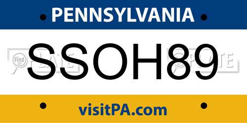 SSOH89 Pennsylvania License Plate