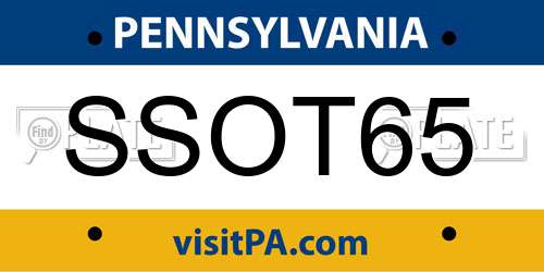 SSOT65 Pennsylvania License Plate