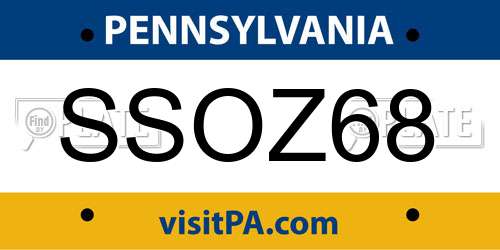 SSOZ68 Pennsylvania License Plate