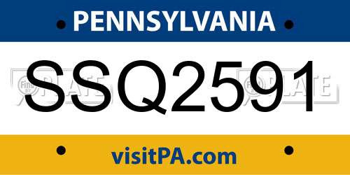 SSQ2591 Pennsylvania License Plate
