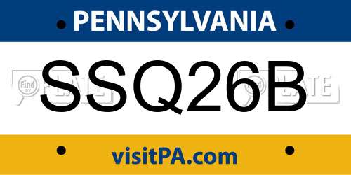 SSQ26B Pennsylvania License Plate