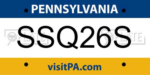 SSQ26S Pennsylvania License Plate