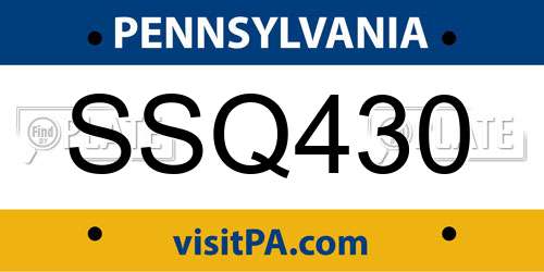 SSQ430 Pennsylvania License Plate