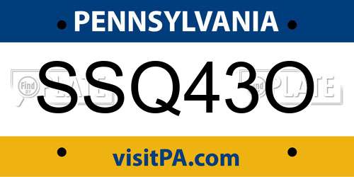 SSQ43O Pennsylvania License Plate