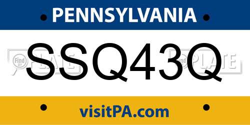 SSQ43Q Pennsylvania License Plate