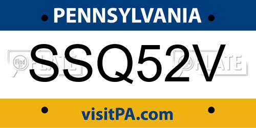 SSQ52V Pennsylvania License Plate