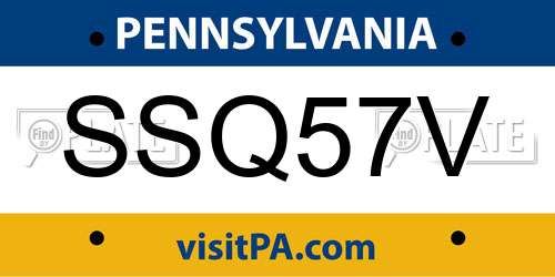 SSQ57V Pennsylvania License Plate