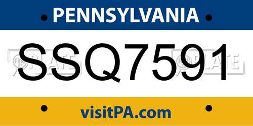 SSQ7591 Pennsylvania License Plate
